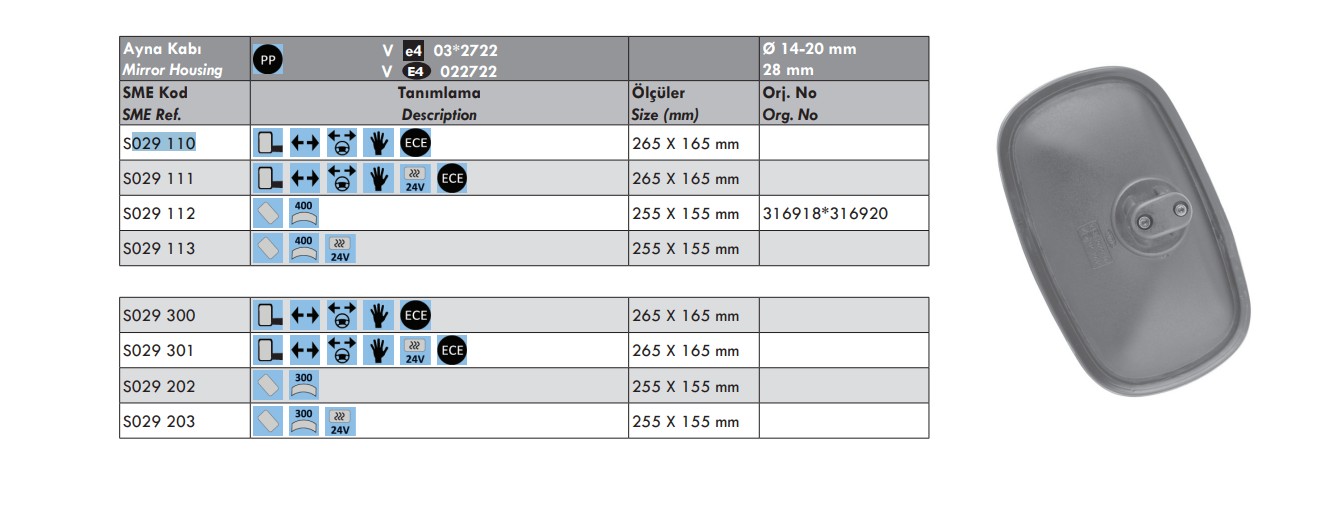 AYNA CAMI KAPI USTU SCANIA SERI 3 VOLVO  R400 1697679 3093019